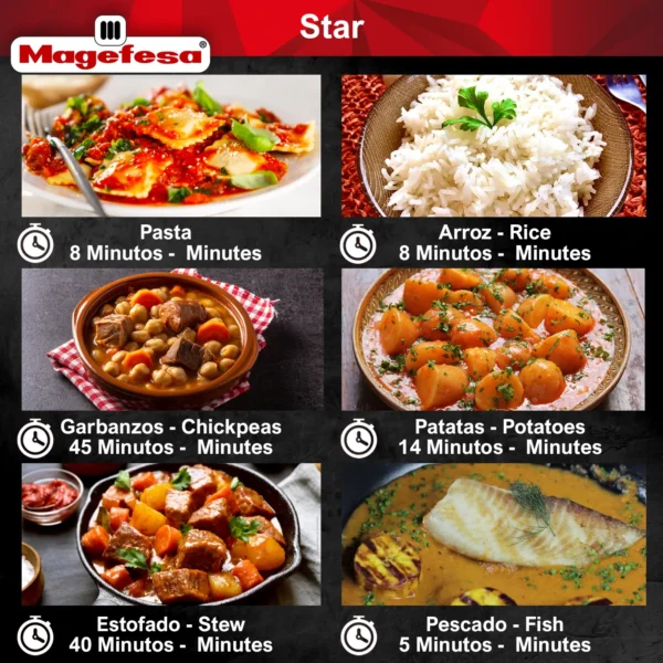Magefesa Star Recta, olla a presión rápida, acero inoxidable 18/10, para todo tipo de cocinas, inducción - Imagen 8