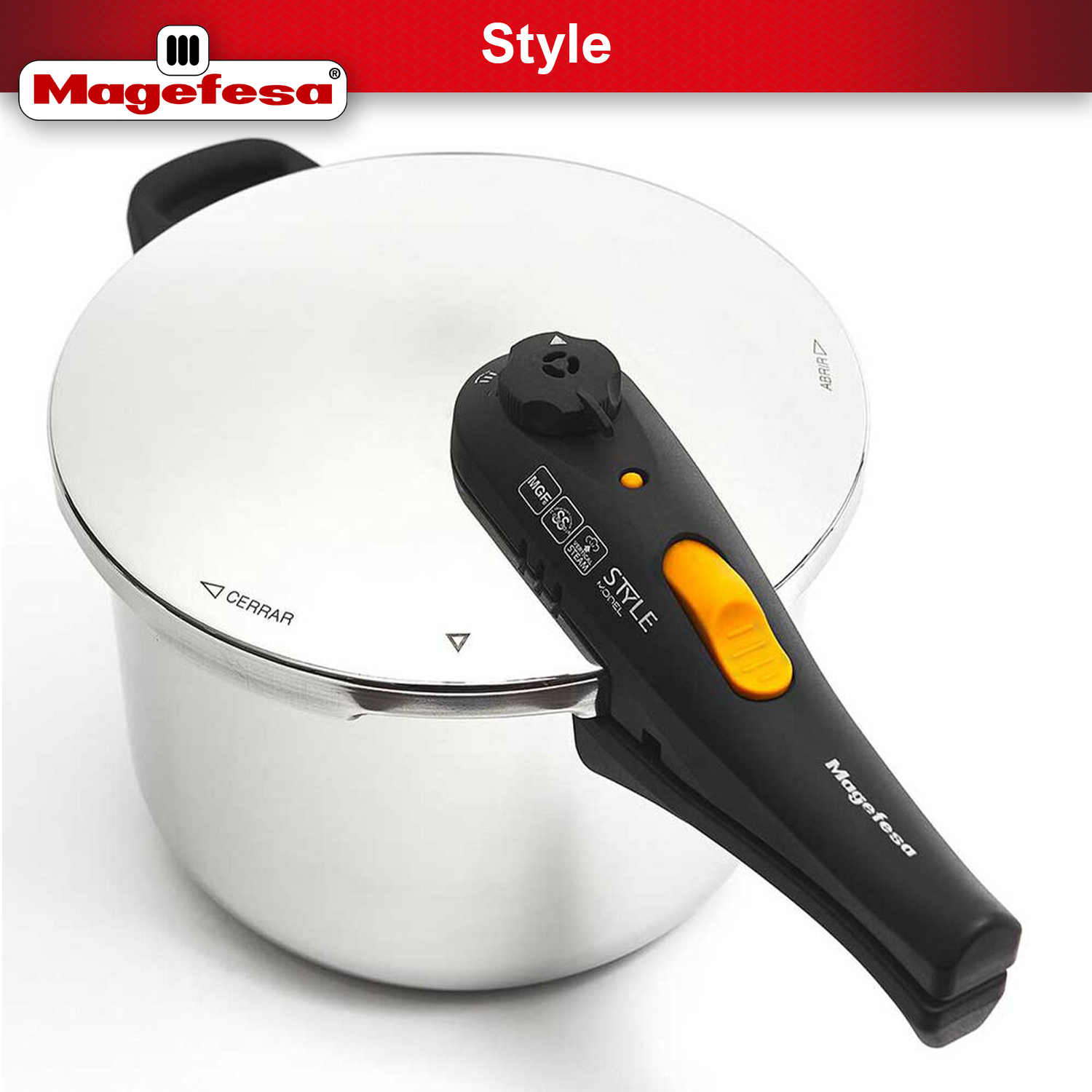 Magefesa Style olla a presión de 6 litros, acero inoxidable, 5 sistemas de seguridad, para todo tipo de cocinas - Imagen 6