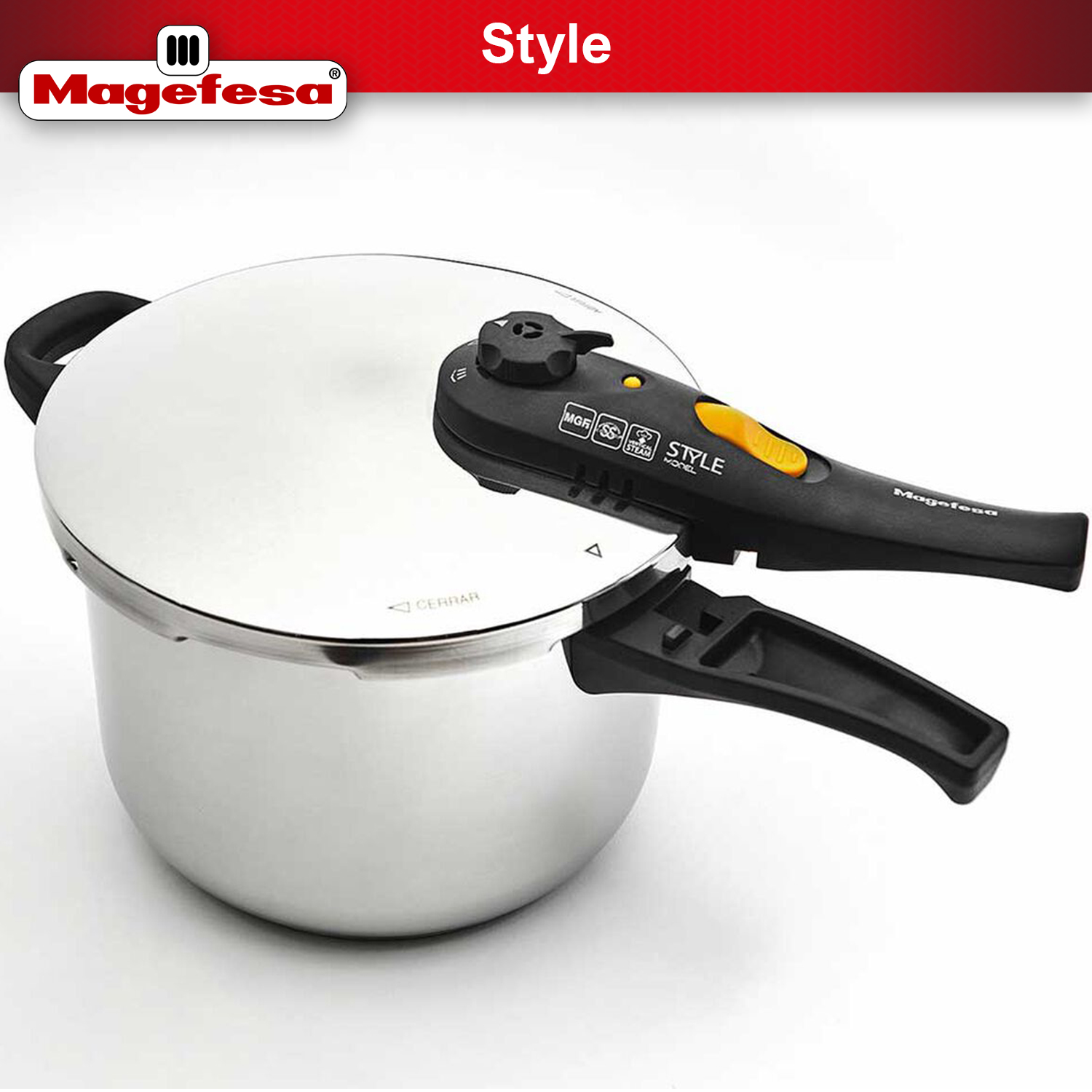 Magefesa Style olla a presión de 6 litros, acero inoxidable, 5 sistemas de seguridad, para todo tipo de cocinas - Imagen 4