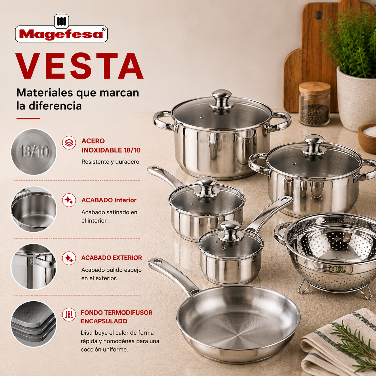 Detalles de la Batería Magefesa Vesta