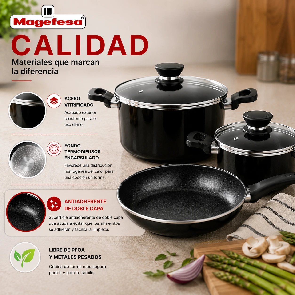 Set de cocina Magefesa Coral 7 piezas