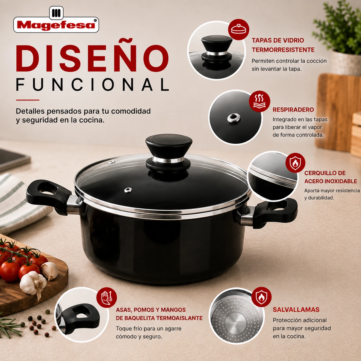 Características de la batería Magefesa Coral de acero vitrificado
