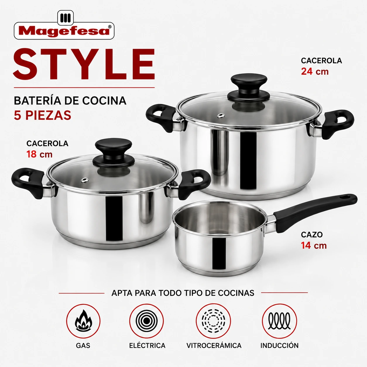 Batería de cocina Magefesa Style 5 piezas