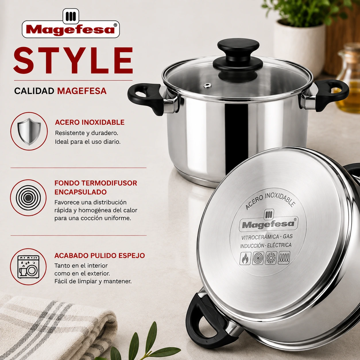 Detalles de la batería de cocina Magefesa Style