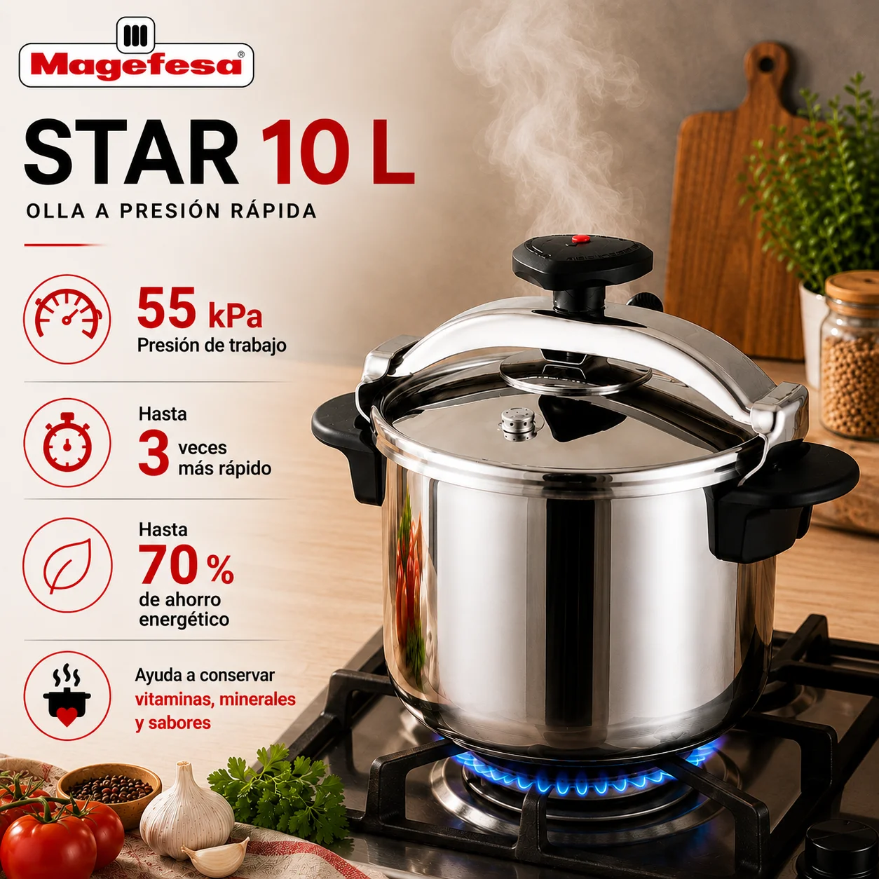 Cocción rápida con Olla a Presión Magefesa Star