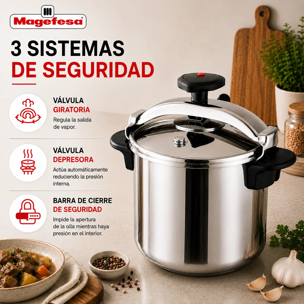 Sistemas de seguridad de la Olla a Presión Magefesa Star