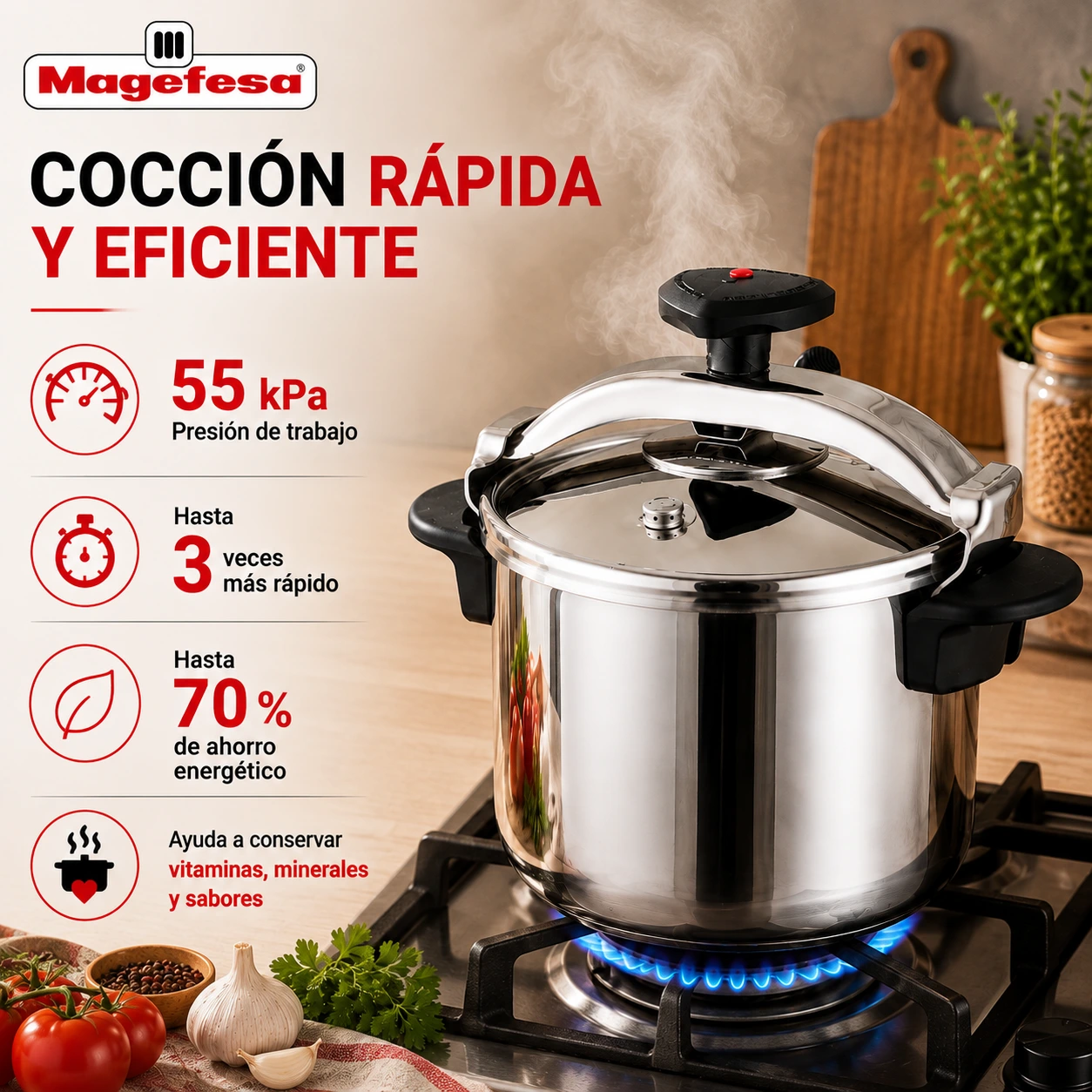 Cocción con la Olla a Presión Magefesa Star Recta