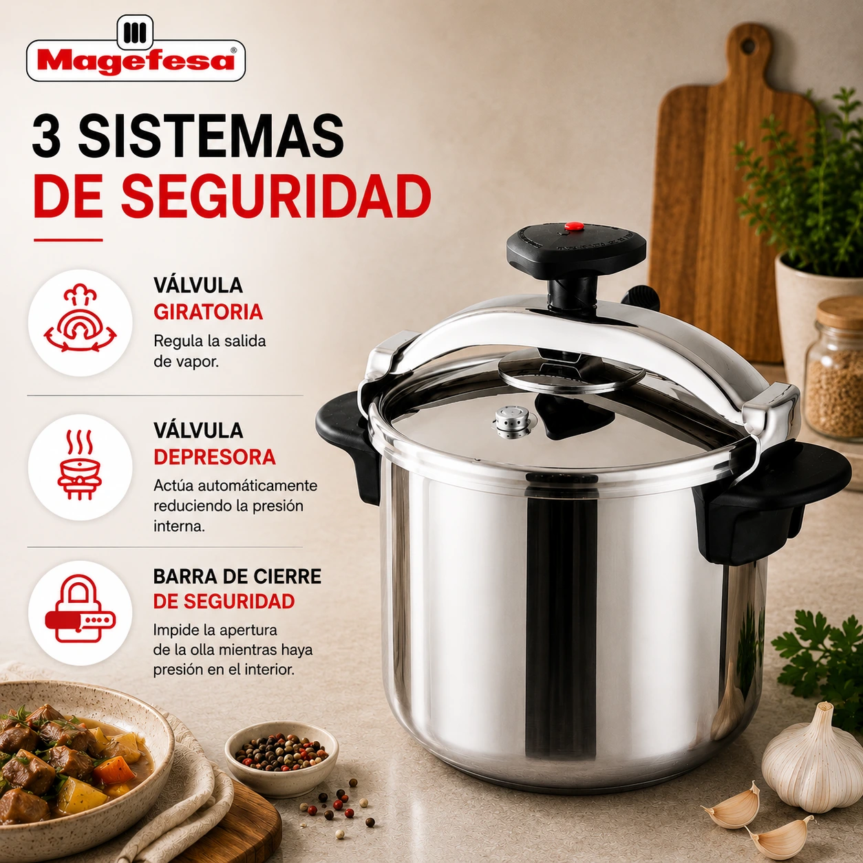Sistemas de seguridad de la Olla a Presión Magefesa Star Recta