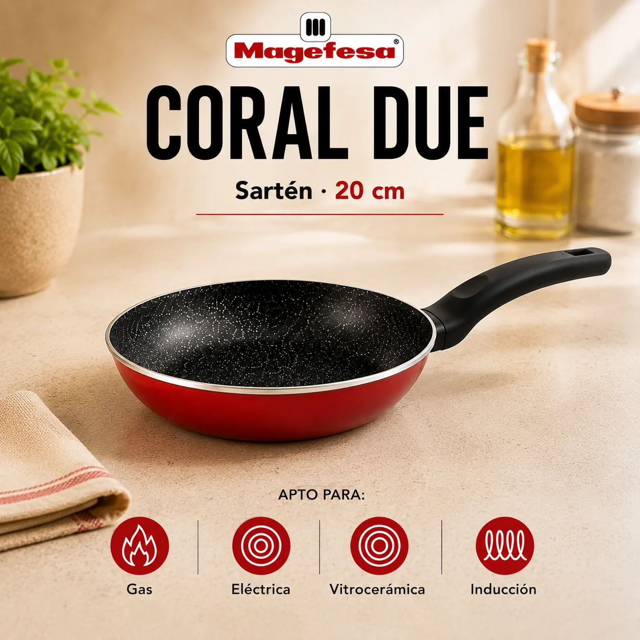 Sartén Magefesa Coral Due Roja 20 cm