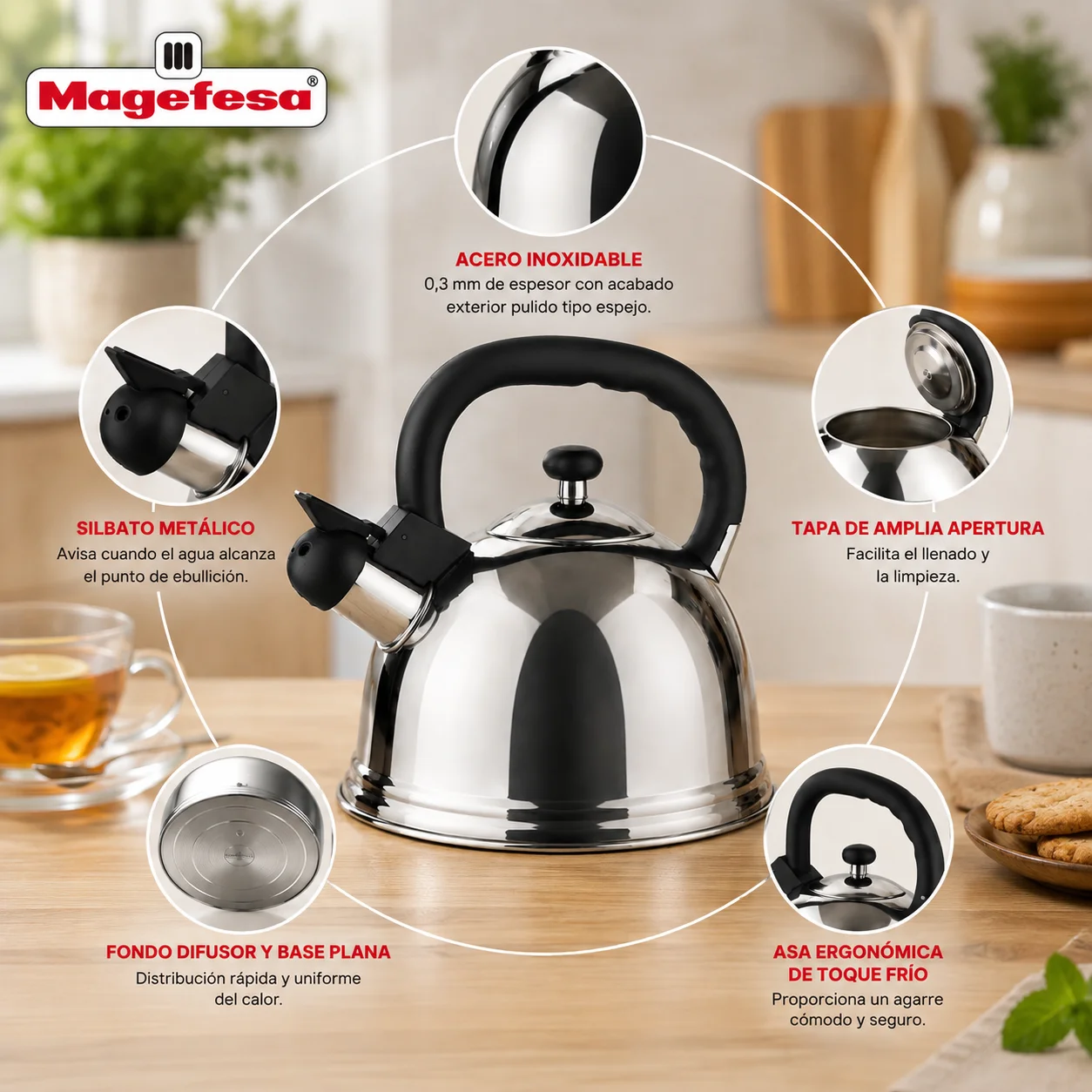 Características de la Tetera Silbadora Magefesa Casia