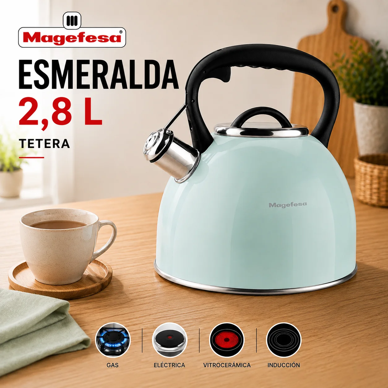 Tetera Silbadora Magefesa Esmeralda 2,8 Litros