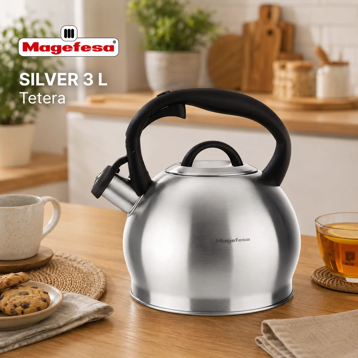 Tetera Silbadora Magefesa Silver 3 Litros