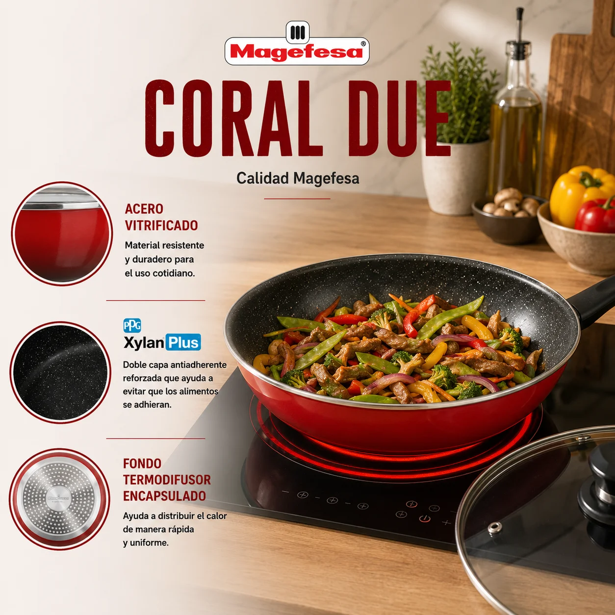 Características del Wok Magefesa Coral Due