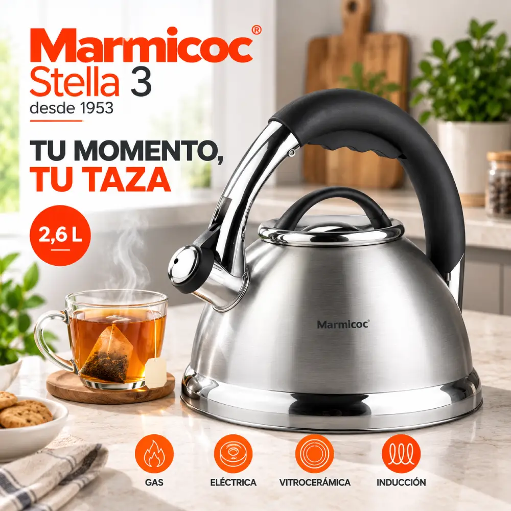 Tetera Silbadora Marmicoc Stella 2,6 Litros