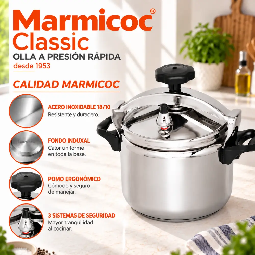 Materiales y construcción de la Olla a Presión Marmicoc Clásica