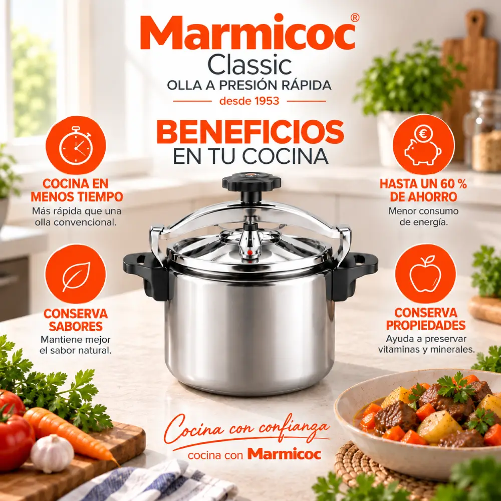 Beneficios de la Olla a Presión Marmicoc Clásica 6 Litros