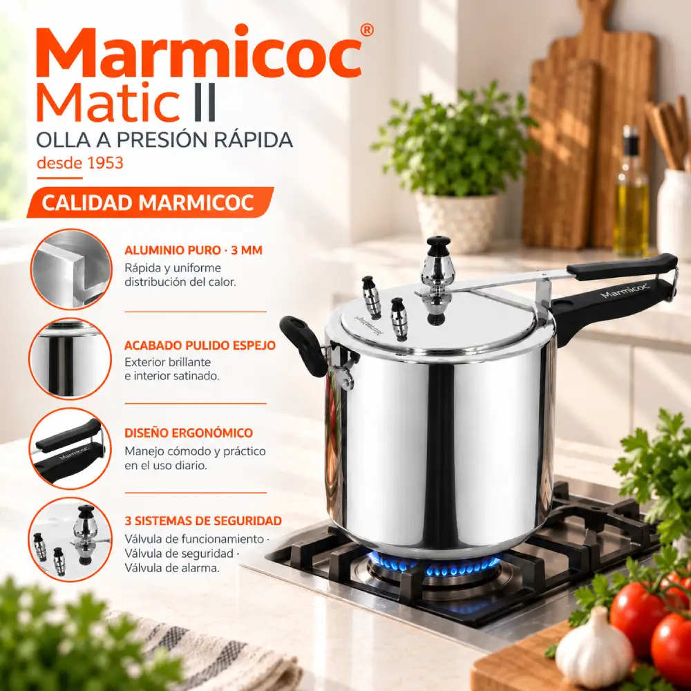 Características de la Olla a Presión Marmicoc Matic II
