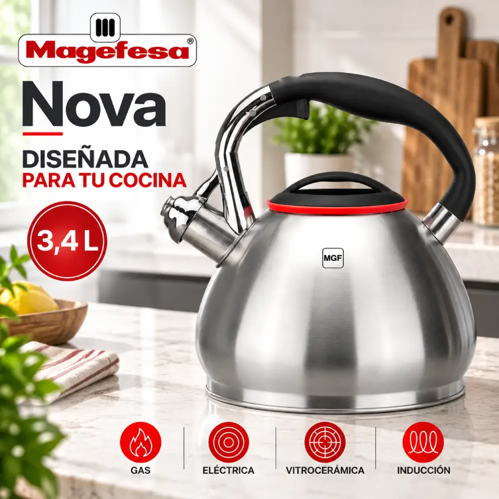 Tetera Silbadora Magefesa Nova 3,4 Litros